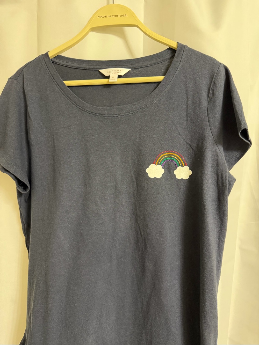 LC Lauren Conrad Navy Tee with Rainbow Patch